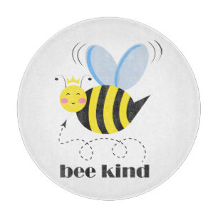 Happy bee princess with crown and slogan Bee Kind Cutting Board