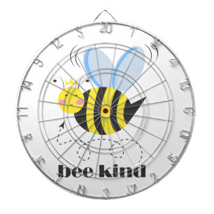 Happy bee princess with crown and slogan Bee Kind Dartboard