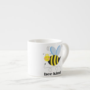 Happy bee princess with crown and slogan Bee Kind Espresso Cup