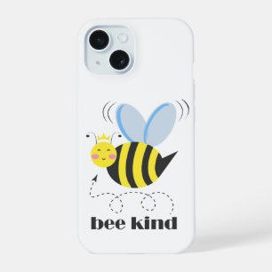 Happy bee princess with crown and slogan Bee Kind iPhone 15 Case