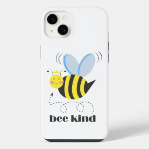 Happy bee princess with crown and slogan Bee Kind iPhone 14 Plus Case