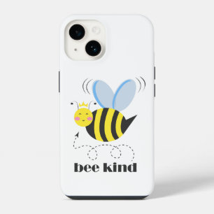 Happy bee princess with crown and slogan Bee Kind iPhone 14 Case