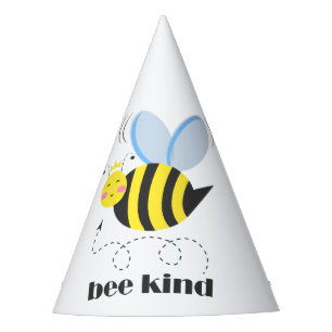 Happy bee princess with crown and slogan Bee Kind Party Hat