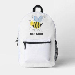 Happy bee princess with crown and slogan Bee Kind Printed Backpack