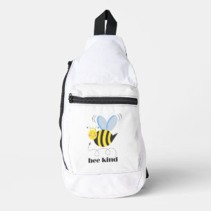 Happy bee princess with crown and slogan Bee Kind Sling Bag