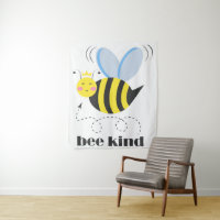 Happy bee princess with crown and slogan Bee Kind