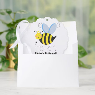 Happy bee princess with crown and slogan Bee Kind Tree Decoration Card