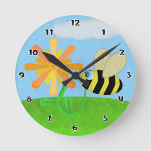 Happy Bee Round Wall Clock
