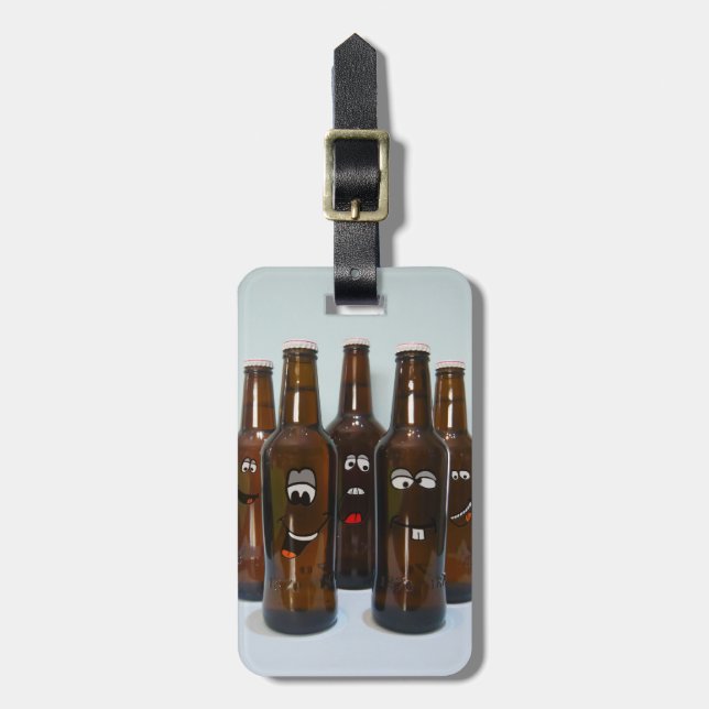 Happy Beer Bottles Luggage Tag (Front Vertical)