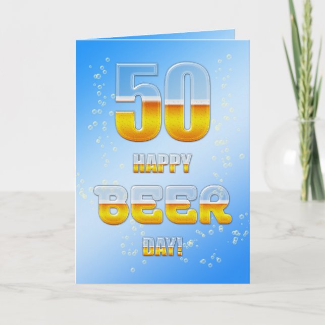 Happy Beer day 50th birthday card (Front)