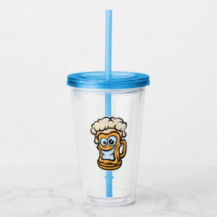 Happy Beer Mug, Cartoon Style Acrylic Tumbler