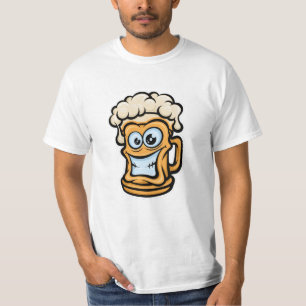 Happy Beer Mug, Cartoon Style T-Shirt