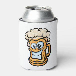 Happy Beer Mug, Funny Illustration Can Cooler