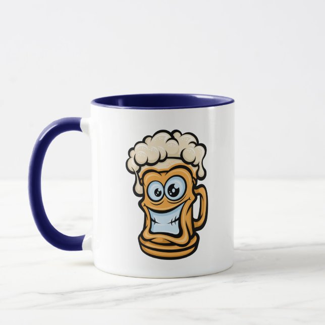 Happy Beer Mug, Funny Illustration Mug (Left)
