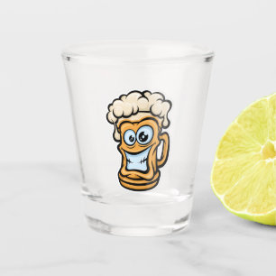 Happy Beer Mug, Funny Illustration Shot Glass