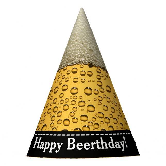 Happy Beerthday! Adult's Beer Birthday Party Hat (Front)
