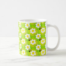 Happy bees and flowers spring mug