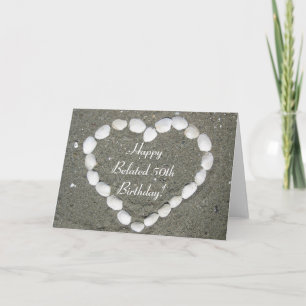 Happy Belated 50th Birthday Seashell heart card