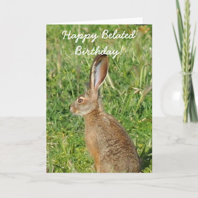 Happy Belated Birthday Jack Rabbit Greeting Card (Front)