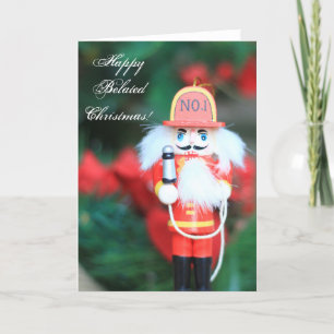 Happy Belated Christmas Fireman Nutcracker card