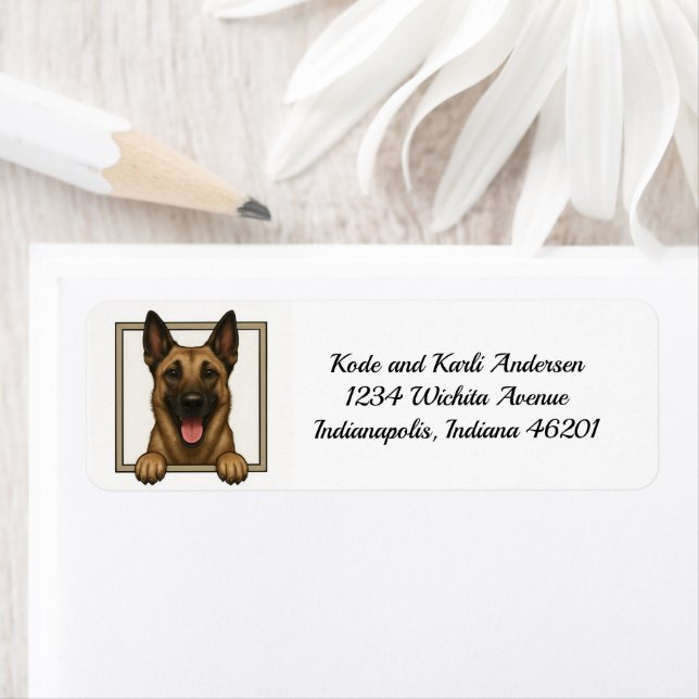 Happy Belgian Malinois Return Address Label (Insitu)
