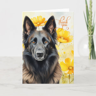 Happy Belgian Tervuren Dog Golden Poppies Thank You Card