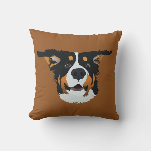 Happy Bernese Mountain Dog Cushion (Front)