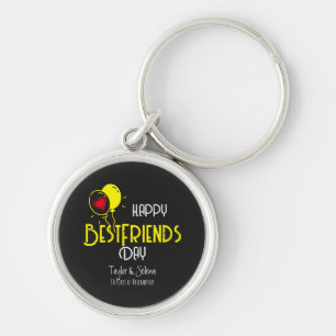 Happy Best Friends Day with Heart Balloons & Names Key Ring
