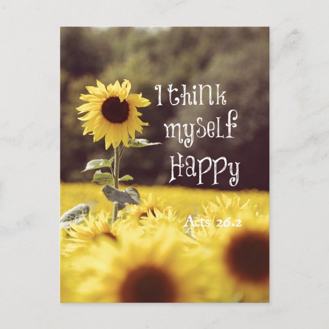 Happy Bible Verse with Sunflowers Postcard (Front)