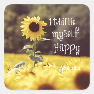 Happy Bible Verse with Sunflowers Square Sticker