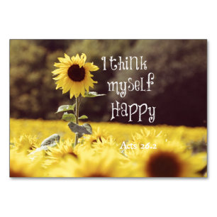 Happy Bible Verse with Sunflowers Table Number