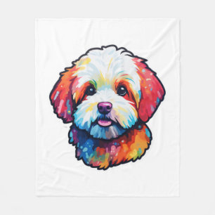 Happy bichon frize  fleece blanket