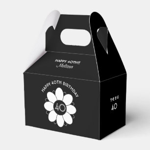 Happy Big 40 Birthday Floral Design Pattern Black Favour Box