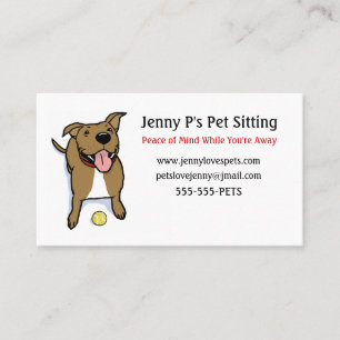 Happy Big Brown Dog with Tennis Ball Business Card