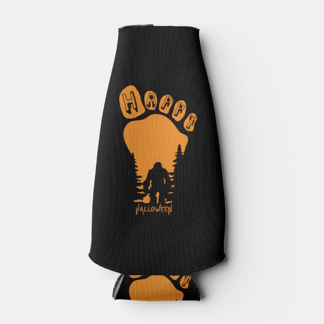 Happy Big Foot Halloween Bottle Cooler (Front)