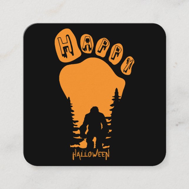 Happy Big Foot Halloween Square Business Card (Front)