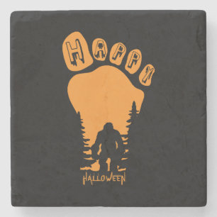 Happy Big Foot Halloween Stone Coaster