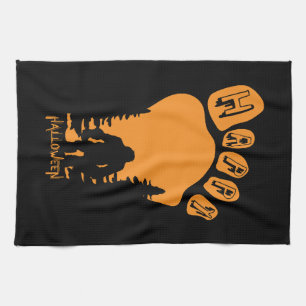 Happy Big Foot Halloween Tea Towel