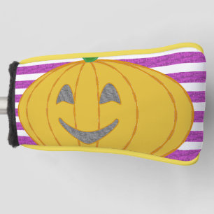 Happy Big Modern Orange Pumpkin  Golf Head Cover
