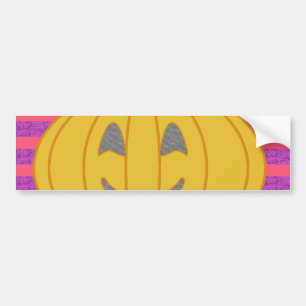 Happy Big Modern Orange Pumpkin on Purple and Pink Bumper Sticker