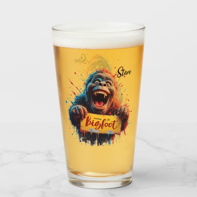 Happy Bigfoot Sasquatch Mugshot Search Team  Glass (Back Filled)