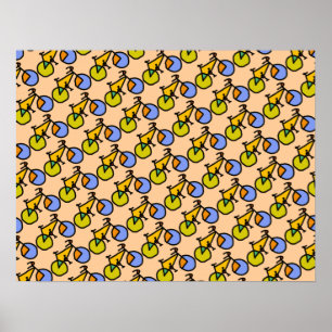 happy bikes pattern poster