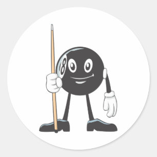 Happy Billiard Eight Ball Classic Round Sticker
