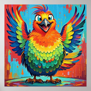 Happy Bird colourful art abstract Poster
