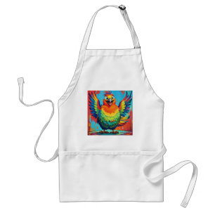 Happy Bird colourful art abstract Standard Apron