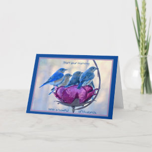 Happy Bird Day! Card: Bowlful of bluebirds Card