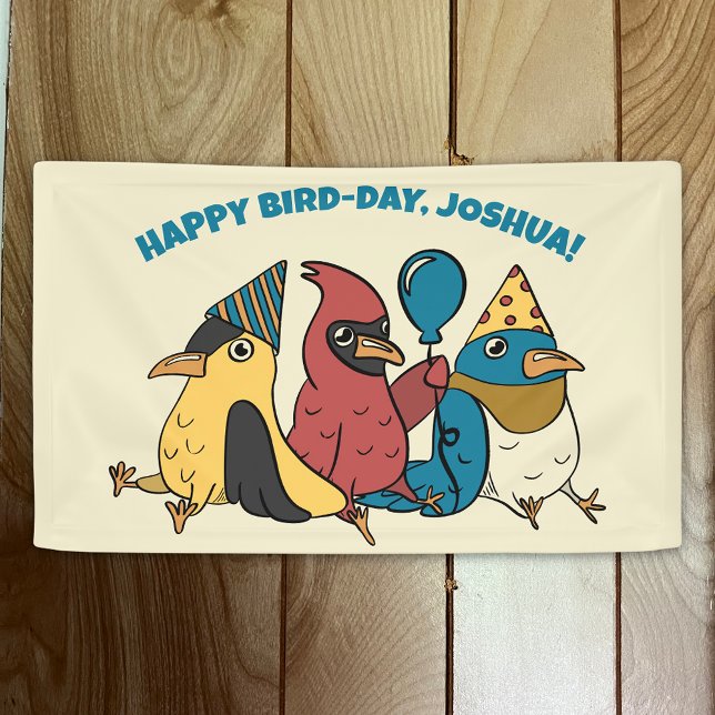 Happy Bird Day Cartoon Birds Themed Birthday Banner (Creator Uploaded)