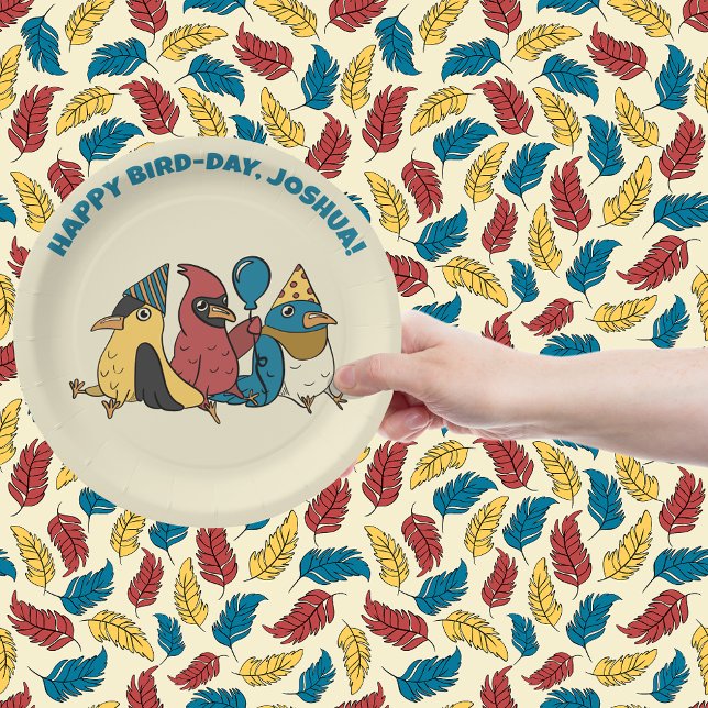 Happy Bird Day Cartoon Birds Themed Birthday Paper Plate (Creator Uploaded)