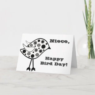 Happy Bird Day foer a niece, fun, bird greeting Card