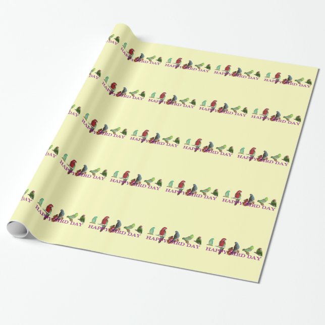 Happy Bird Day Wrapping Paper (Unrolled)